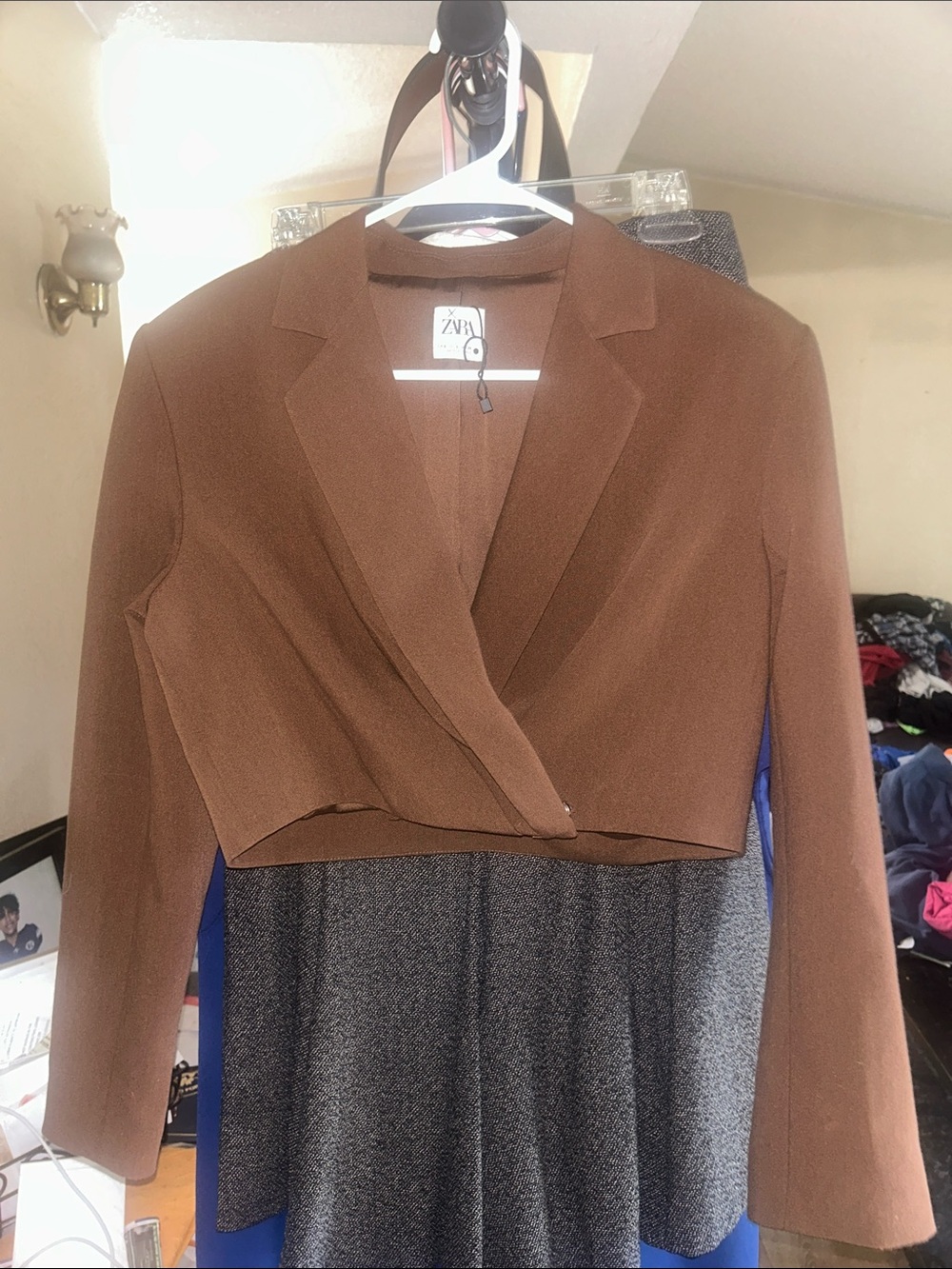 Zara Cropped Brown Blazer Jacket